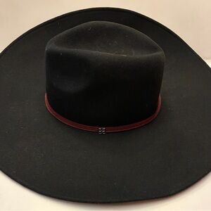 BCBG MAXAZRIA Black Wide Brim Hat with Red Band